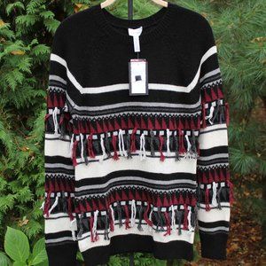 The Lane Wool/Rayon/Cashmere-Blend Fringed Fair Isle Sweater NWT (S)
